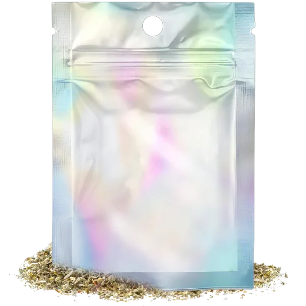 Holographic foil pouch with herbal blend